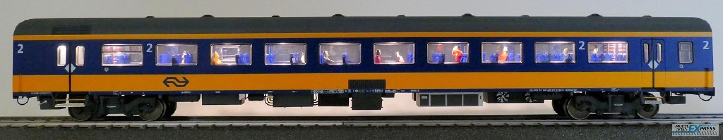 Exact-train 11155 NS ICRm Amsterdam - Breda für den Inlandseinsatz Reisezugwagen Bpmz10 ( Farbe Gelb / Blau) mit Beleuchtung und Figuren, Ep. VI