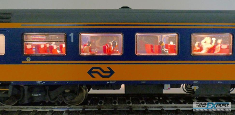 Exact-train 11160 NS ICRm (Amsterdam - Brussel) Reisezugwagen Apmz10 ( Farbe Gelb / Blau) mit Beleuchtung und Figuren, Ep. VI