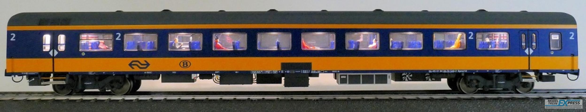 Exact-train 11161 NS ICRm (Amsterdam - Brussel) Reisezugwagen Bpmz10 ( Farbe Gelb / Blau) mit Beleuchtung und Figuren, Ep. VI