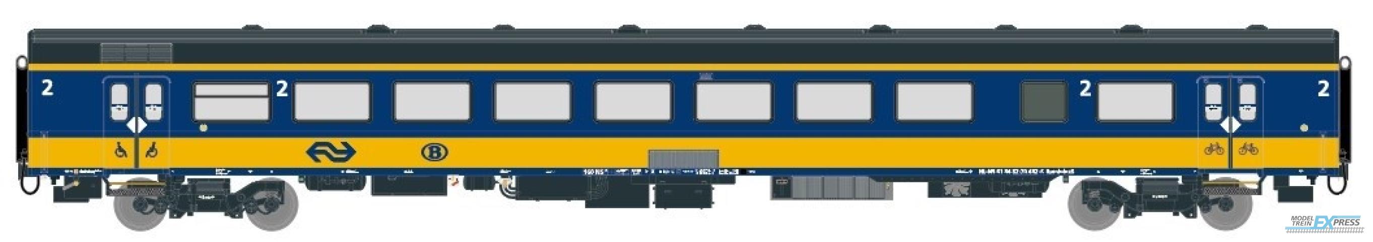 Exact-train 11163 NS ICRm (Amsterdam - Brussel) Endwagen Bpmbdez8 ( Farbe Gelb / Blau) mit Beleuchtung und Figuren, Ep. VI