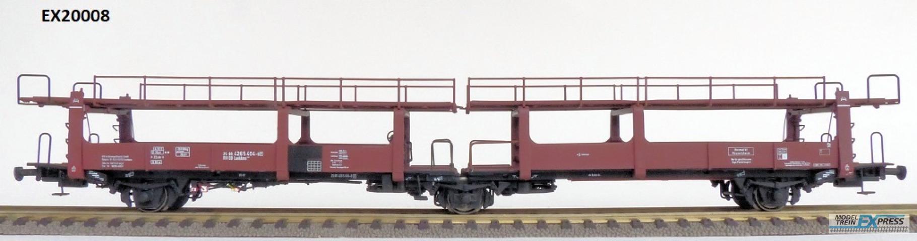 Exact-train 20008 DB-ATG Laekkms 542 Autotransporter Blechverkleidung 21 RIV 80 DB 426 5 404-0 P(ex 20007B), (Ohne Federpuffer), Ep. V