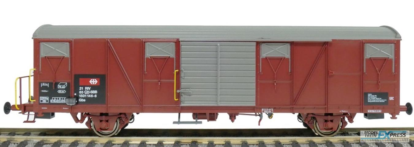 Exact-train 20440 SBB Gbs Güterwagen mit kleinem SBB- Emblem, geripptem Dach und Türen mit Sicken, Ep. VI
