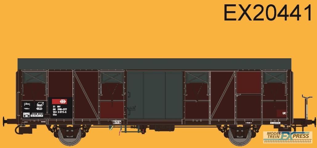 Exact-train 20441 SBB Gbs Güterwagen mit Farbflächen, kleinem SBB- Emblem, glattem Dach und Türen, Ep. VI