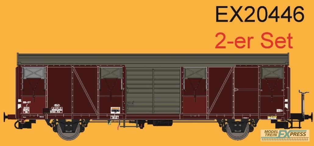 Exact-train 20446 SBB J4 Güterwagen mit Farbflächen, geripptem Dach und Türen mit Sicken(EX20446A), SBB J4 Güterwagen mit glattem Dach und Türen mit Sicken(EX20446B), Ep. III