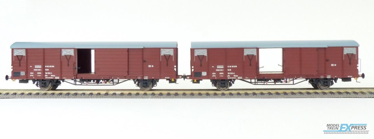 Exact-train 20465 2er-Set Güterwagen DR Glmms, 7 Sicken mit Beladung (Zu öffnenden Türen), Ep. IV