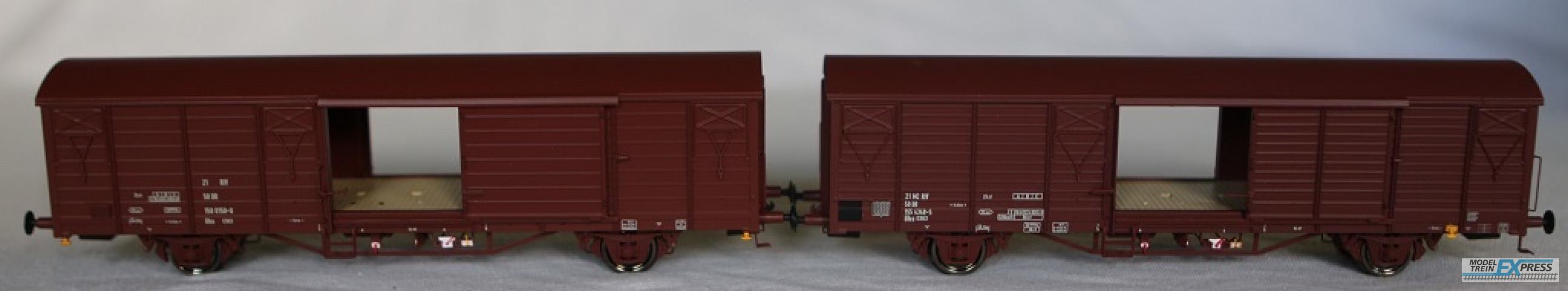 Exact-train 20492 2er-Set DR Gbs [1500] Güterwagen, 7 Sicken und DR Gbs [1515] Güterwagen, 11 Sicken (Zu öffnenden Türen), Ep. IV