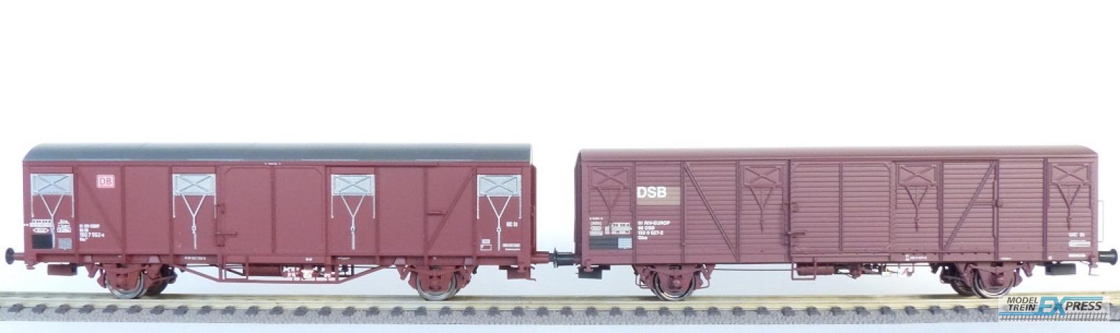 Exact-train 20712 2er-Set DBAG Gbs Güterwagen mit DGAG- Emblem und DSB Gbs (Ex. NS), Ep. V