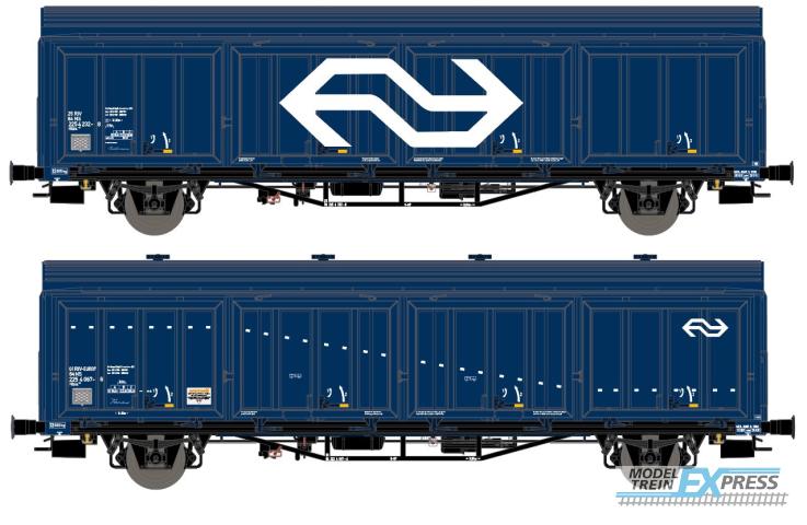 Exact-train 20825 2er-Set NS Hbis, 3 Sicken, blau, Nr. 25 RIV 84 NS 225 4 232-8, gross NS Logo, Aufschrift HCR 'Bellinzone' und Nr. 01 EUROP 84 NS 225 4 067-6, weiser Streifen und Aufschrift HCR 'Torino', Ep. V