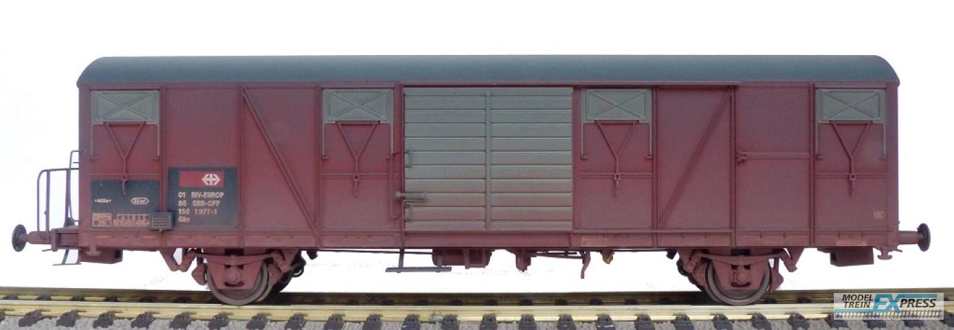 Exact-train 22067 SBB Gbs Güterwagen EUROP mit kleinem SBB- Emblem, glattem Dach und Türen mit Sicken (Verschmutzt), Ep. V