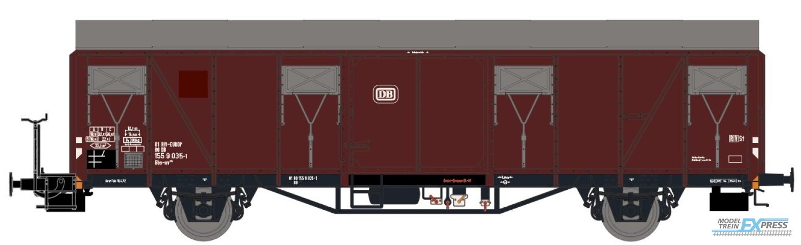 Exact-train 23103 DB Güterwagen Gbs-uv 254 mit Bremserbühne und DB- Emblem auf Tür, Ep. IVa