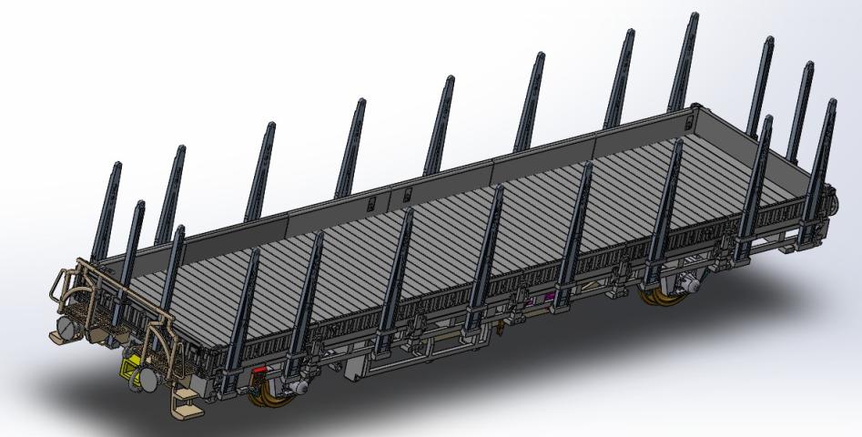 Exact-train 23802 DB UIC Rungenwagen Rlmms 56 mit Bremserbuhne, Ep. III