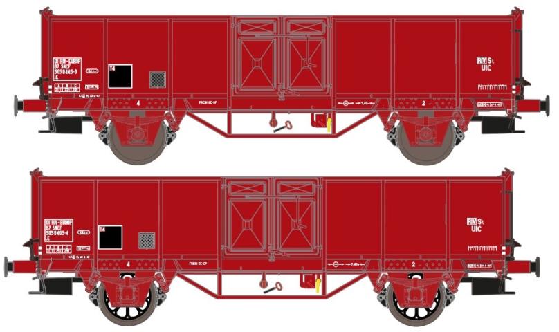 Exact-train 23953 2er-Set SNCF .E EUROP Nr.505 0 445-0 mit SKF Lager und Diskus Räder und .E EUROP Nr.505 0 405-4 OCEM Lager und Leonard Speichenrädern, Ep. IV