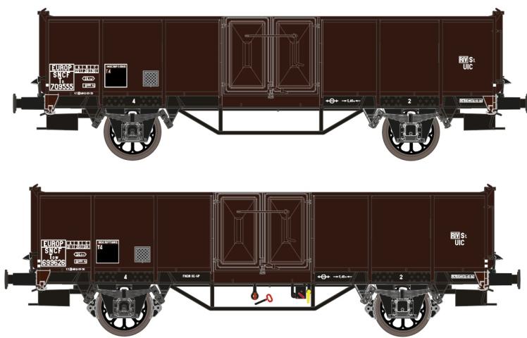 Exact-train 23957 2er-Set SNCF UIC II Braun TOW mit Diskus Räder und TOW mit Leonard Speichenrädern, Ep. III