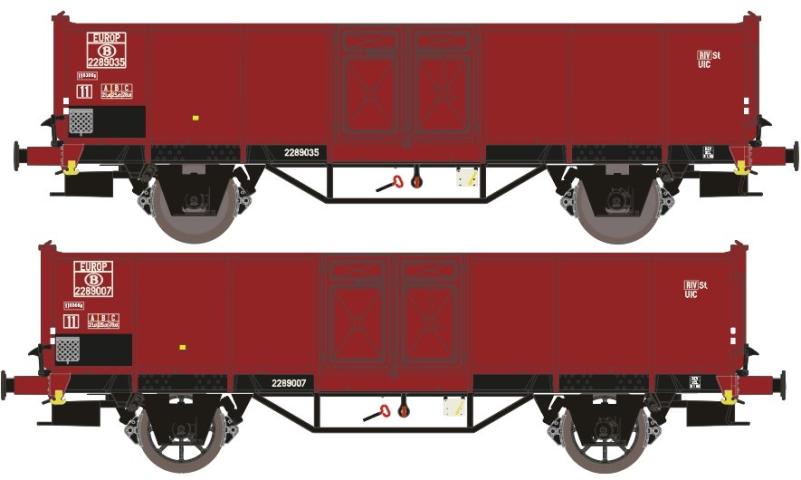 Exact-train 23981 2er-Set NMBS 2289035 EUROP mit Diskus Räder und B 2289007 EUROP mit Speichenrädern Braun, Ep. III