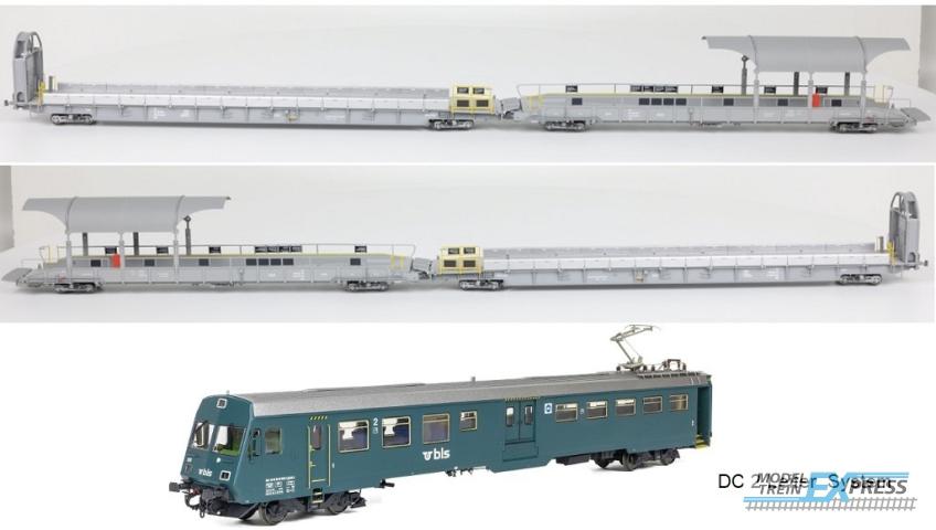 Exact-train 25000 5-er DC Grundset BLS Autoverladezug 1 Talbot (1x Steuerwagen BDt, 2xAuffahrwagenSdt und 2xRampenwagen Sdt) (exklusiv für KML und Niederlande), Ep. VI