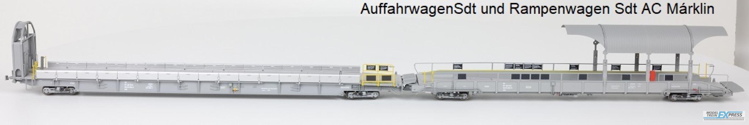 Exact-train 26006 2-er AC Grundset BLS Autoverladezug 2 Talbot (1xAuffahrwagenSdt und 1xRampenwagen Sdt), Ep. VI