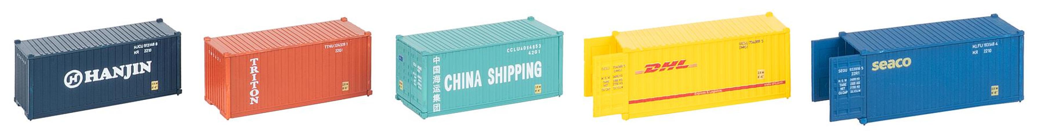Faller 182057 1/87 20' CONTAINER, 5ER-SET