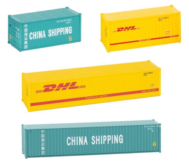 Faller 272811 1/160 20' CONTAINER EN 40' CONTAINER, SET VAN 4