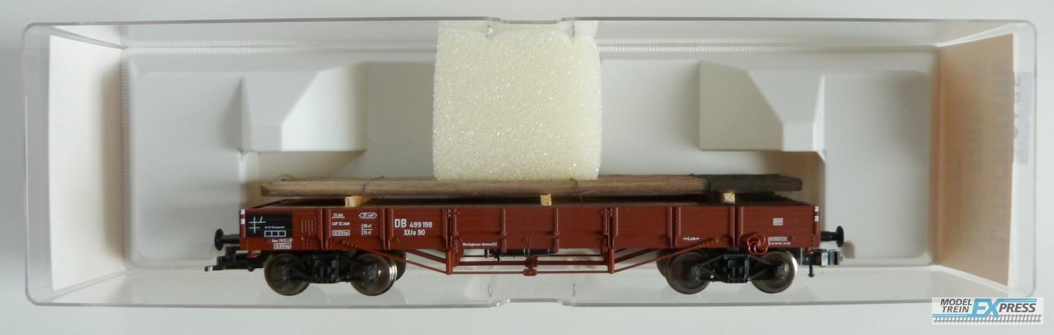 Fleischmann gebruikt materiaal 52628701 Niederborgewagen (US-Bauart), beladen mit Telefrafenmasten, Ep. III DB nieuw in doos K