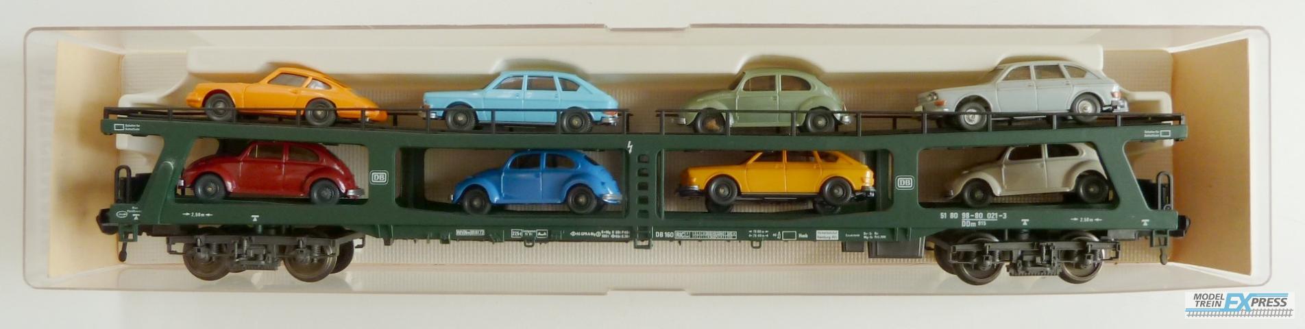 Fleischmann gebruikt materiaal 5285 Auto transporter met autos z.g.a.n in doos.