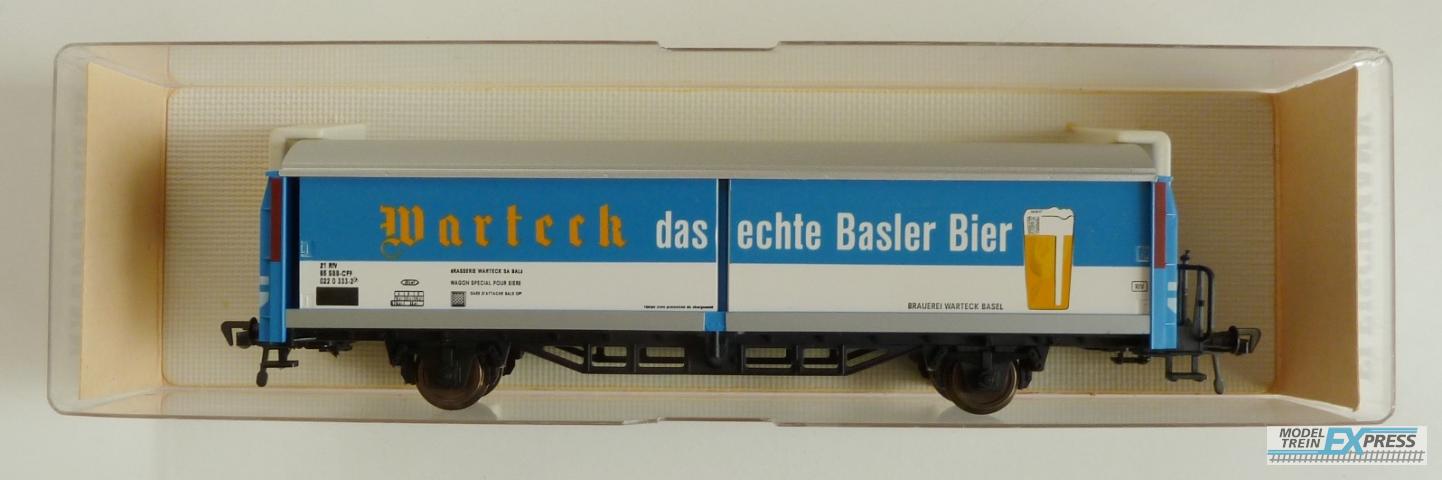 Fleischmann gebruikt materiaal 5337 Schuifwandwagen van 'Warteck Bier' van de Zwitserse spoorwegen.z.g.a.n in doos