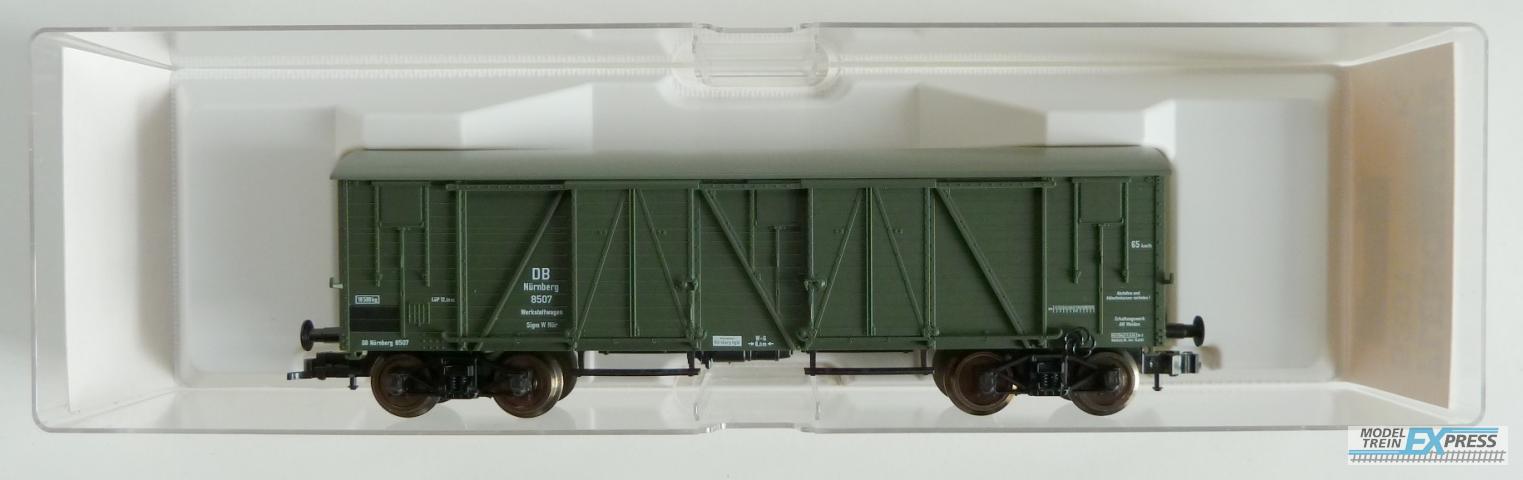 Fleischmann gebruikt materiaal 5391 Gedeckter Bahndienstwagen, US-Bauart, der DB, Epoche III, nieuw in doos K