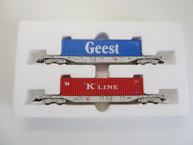 Fleischmann gebruikt materiaal 5808NL Fleischmann NS containerwagenset "Geest" & "K Line", in goede staat, in doos