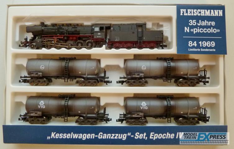 Fleischmann gebruikt materiaal 841969 Fleischmann DB Br 50 met 4 ketelwagens Eva/Vtg geweatherd (I nieuwstaat in doos )