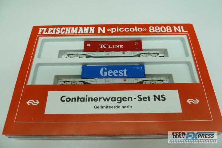 Fleischmann gebruikt materiaal 8808NL Fleischmann containerwahen-set NS K line en Geest nieuw in doos
