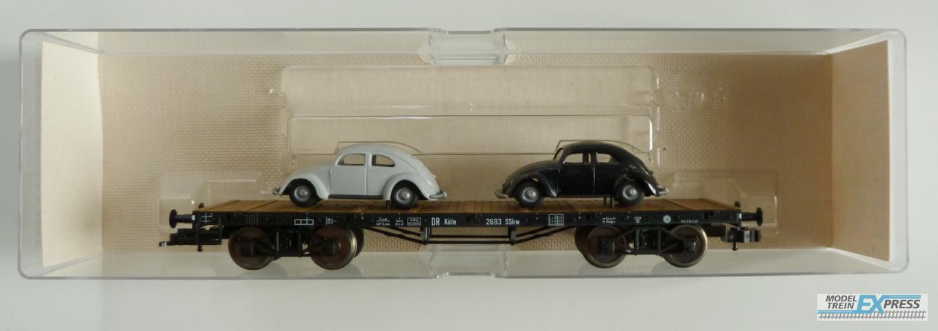 Fleischmann gebruikt materiaal 935285NL Transportwagen DB met 2 bril volkswagens 50 jaarv VW in Nederland nieuw in doos K