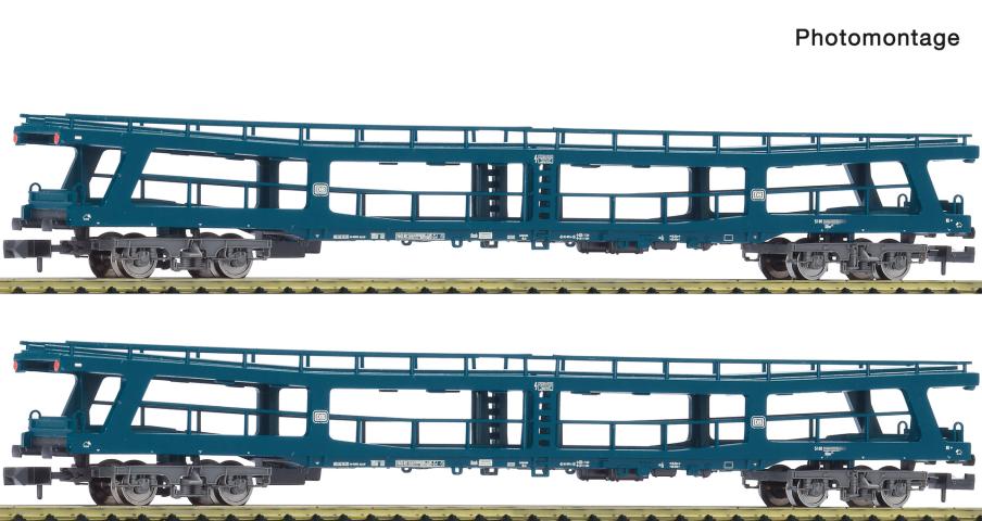 Fleischmann 6260066 2er Set Autotransportwagen DDm blau DB