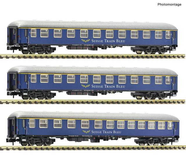 Fleischmann 6260078 3er Set Personenwagen Suisse Train Bleue
