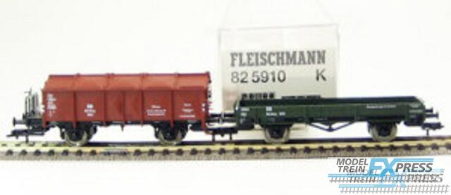 Fleischmann 825910 Set  DB 1 groene platewagen en 1 klepdekselwagen