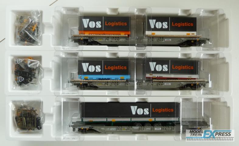 Gebruikt Materiaal Overige Merken 10381 Kombimodell Hupac/SBB Vos logistics set van 3 Sdgnss wagens nieuw in doos