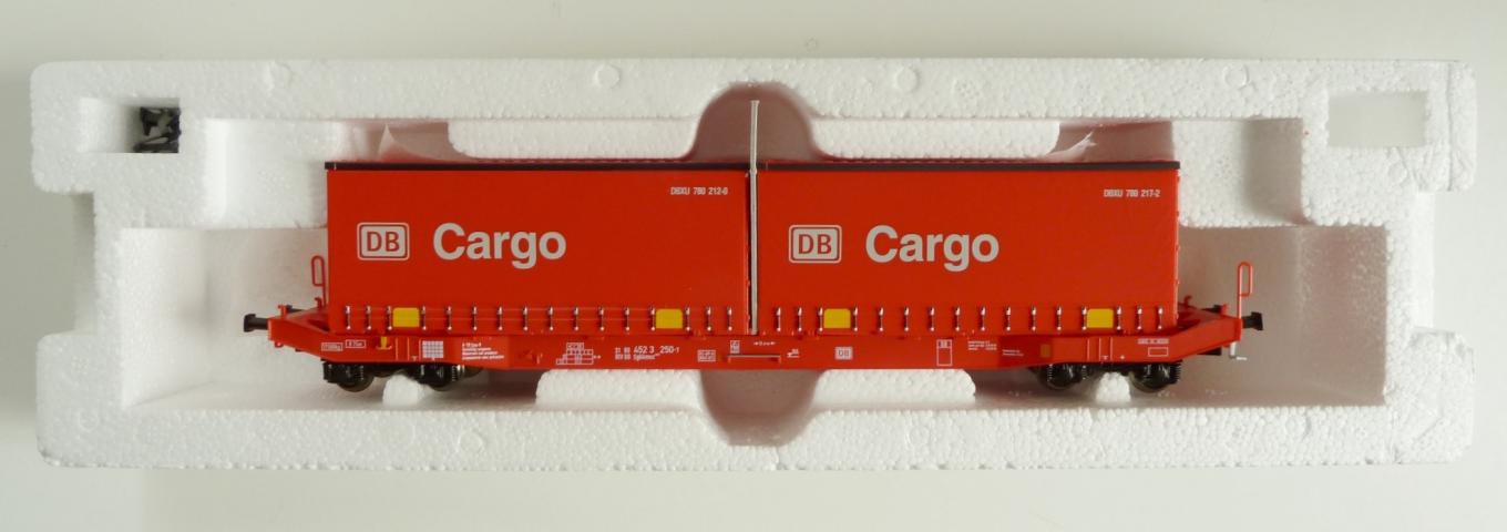 Gebruikt Materiaal Overige Merken 19844 Mehano 4-achsiger Containerwagen der DB rot T216 Cargo nieuw in doos