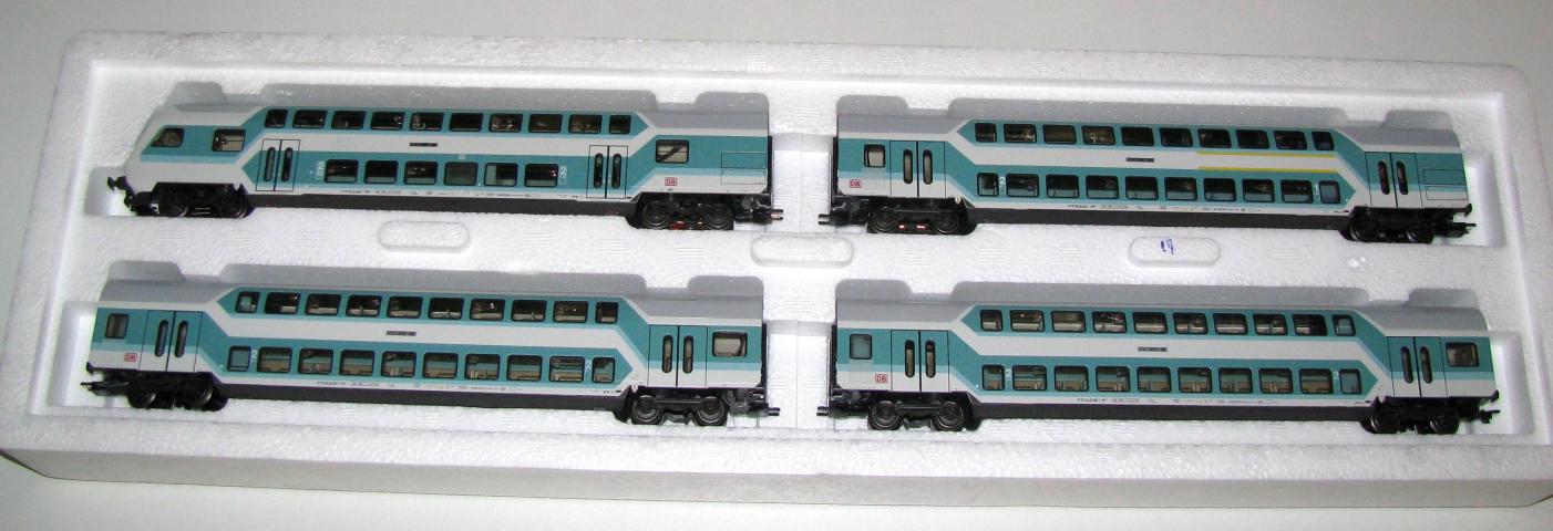 Gebruikt Materiaal Overige Merken 43580 Marklin DB set dubbeldeksrijtuigen, 4-delig, incl. binnenverlichting en functiedecoder, zgan in doos