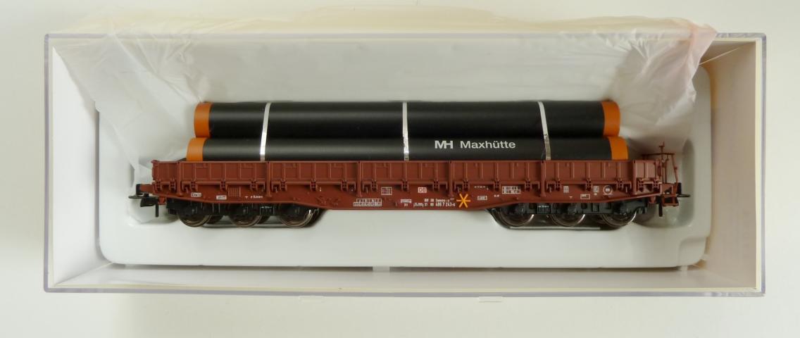 Gebruikt Materiaal Overige Merken 47004B Brawa Schwerlastwagen Bauart Samms-u der DB AG, Epoche V, mit Ladegut, ( nieuw in doos )