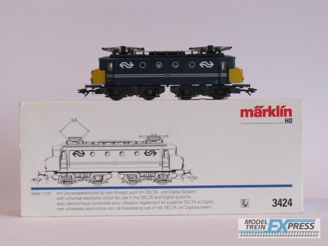 Gebruikt Materiaal 3424 Marklin elok NS 1117 blauw met gele botsneuzen ombouw hoogvermogen digital motor