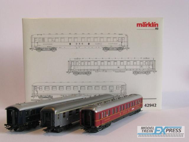 Gebruikt Materiaal 42942 Marklin Set rijtuigen "Riviera Express" DB/FS/DSG
