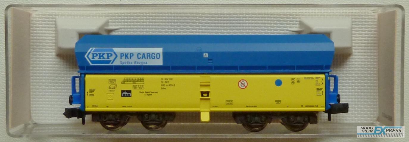 Gebruikt Materiaal 852201 Fleischmann Großraumselbstentladewagen Falns blau/gelb der PKP Cargo, Epoche V