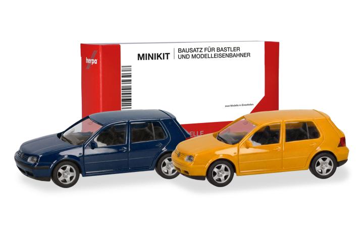 Herpa 013956-002 VW Golf IV, geel/blauw (Minikit 2 st.)