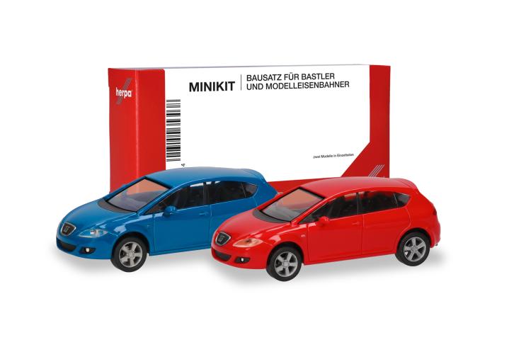 Herpa 013970-003 Seat Leon, rood & blauw (Minikit 2 st.)