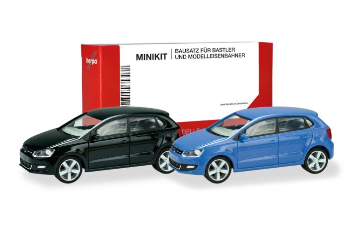 Herpa 014366 VW Polo 5-d (Typ 6C), blauw/zwart (Minikit 2 st.)