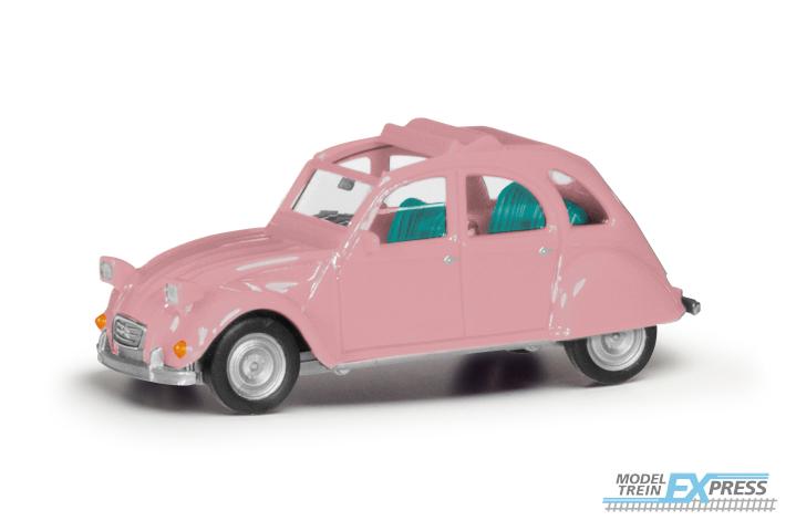 Herpa 020824-008 Citroen 2CV Faltdach open, roze