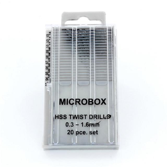 HobbyTime Tools 1202 MICROBOX DRILL BIT SET - 20 PIECES (0.3-1.6MM)