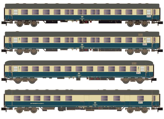 Hobbytrain 22206 4ER SET PERSONENWAGEN DB, EP.IV, TURNUS FERIENZUG, SET 1