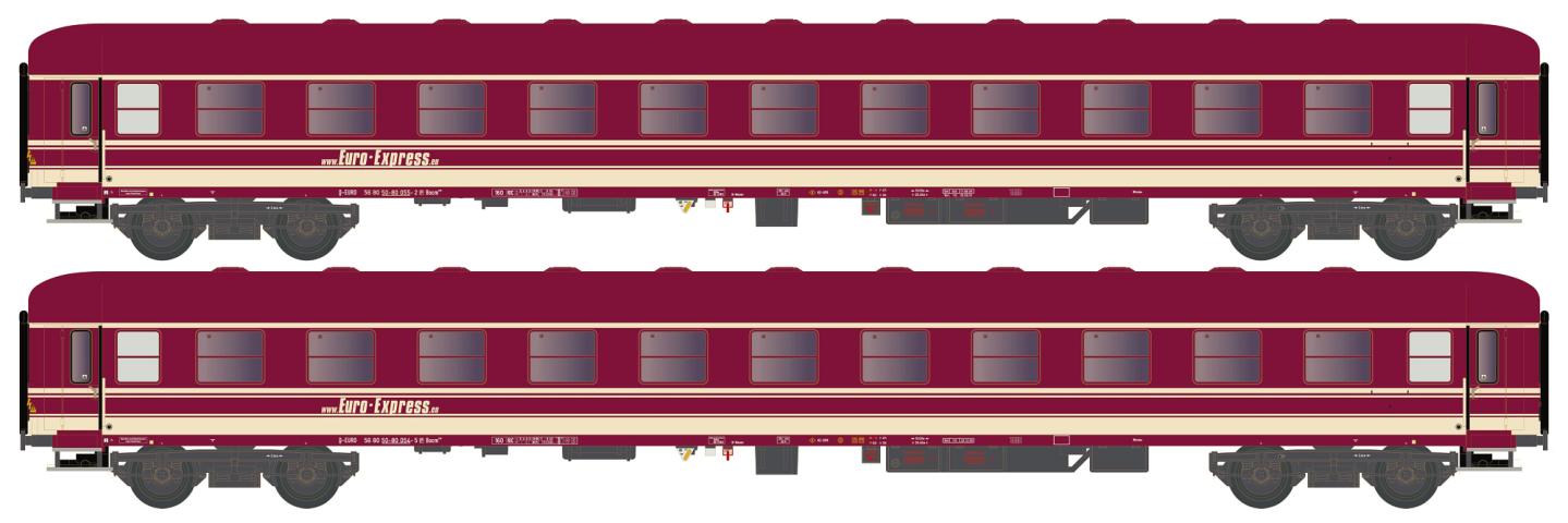 Hobbytrain 22210 2ER SET LIEGEWAGEN BCM 243 EURO-EXPRESS, EP.VI