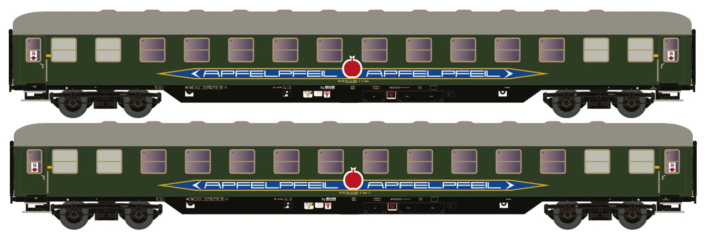 Hobbytrain 22215 2ER SET LIEGEWAGEN BCM 53 DB/APFELPFEIL, EP.IV, GRÜN