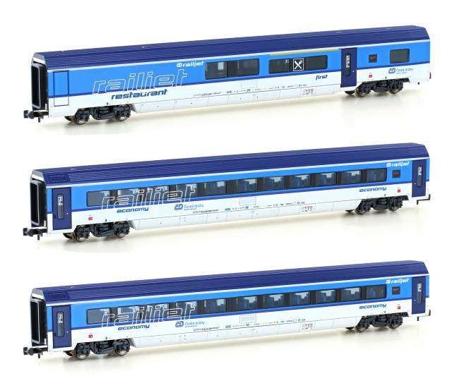 Hobbytrain 25231 3ER SET PERSONENWAGEN CD RAILJET, EP.VI, SET 2