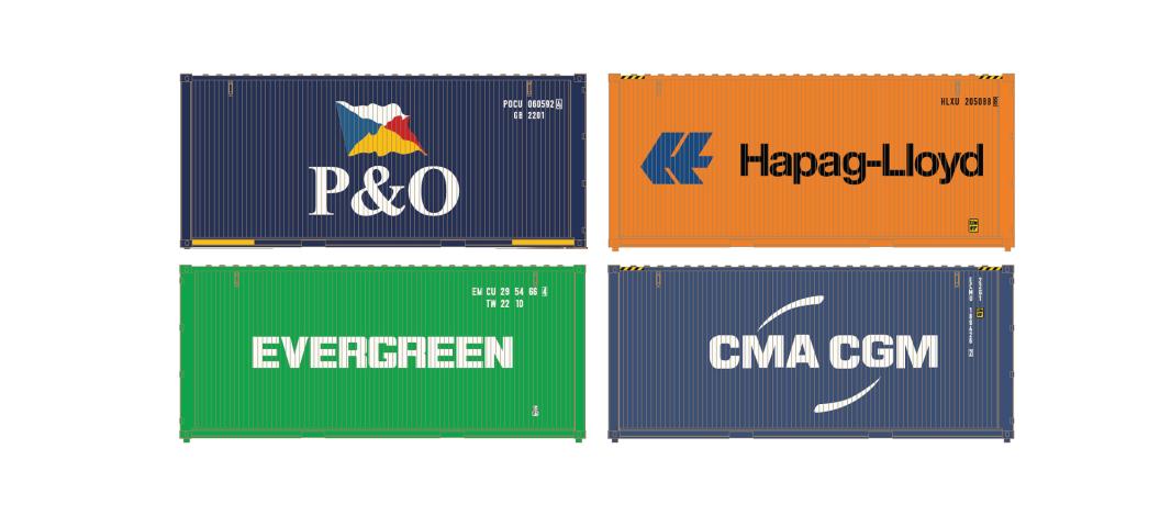 Hobbytrain 9016 4ER SET 20' CONTAINER, SET 1